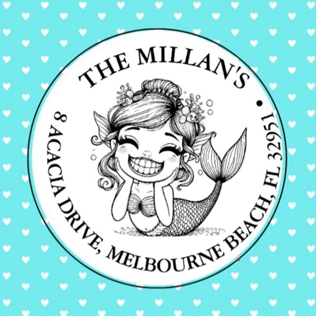 Tampon Auto-encreur Thème de la fête de la piscine de la sirène modern (Add a splash of fun to your party with this self-inking mermaid stamp)