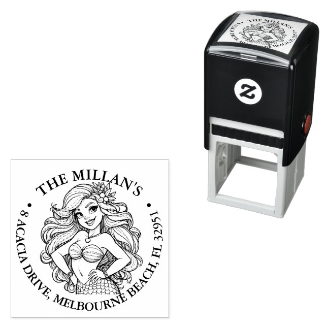 Tampon Auto-encreur Thème de la mignonne Fête de sirène (En situation)