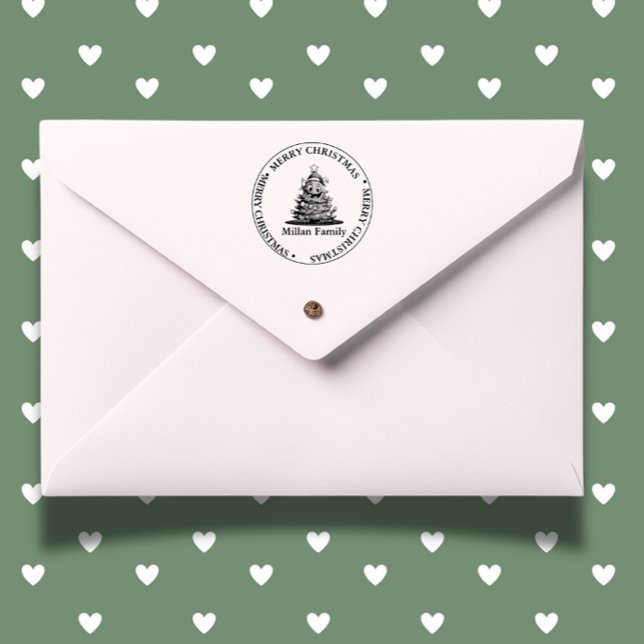 Tampon Auto-encreur Thème de l'arbre de Noël (Add laughter to your holiday gifts with a Christmas tree funny self-inking stamp. )