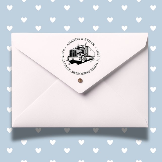 Tampon Auto-encreur Thème d'entreprise de camionnette (Bring a touch of trucking pride to every impression—order yours today!)