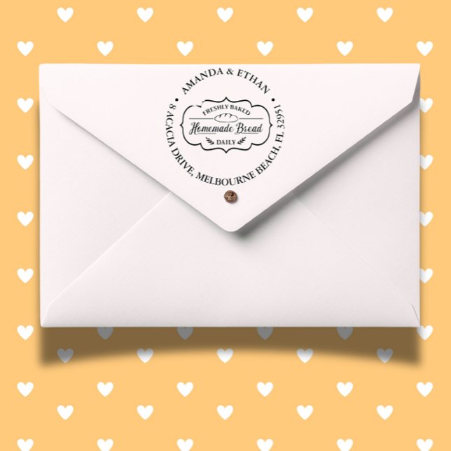 Tampon Auto-encreur Thème du pain fait maison (Personalize your homemade bread with our Bread Bakery Homemade Theme Self-inking Stamp.)