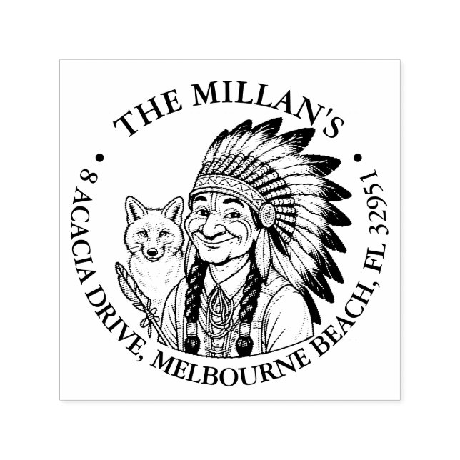 Tampon Auto-encreur Thème du renard amérindien (Design)