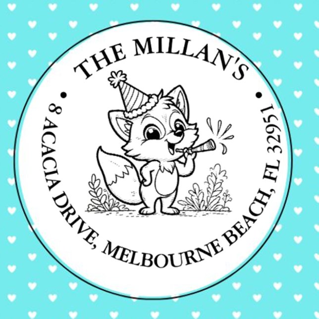 Tampon Auto-encreur thème fox fête anniversaire (Make every birthday special with a fox theme self-inking stamp)