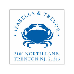 Tampon Auto-encreur Thème nautique Crabe Vintage Personnalisé