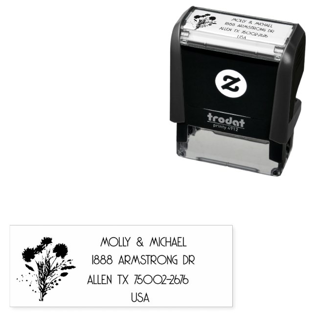 Tampon Auto-encreur Thistle Scottish Floral Wedding Adresse de retour (En situation)