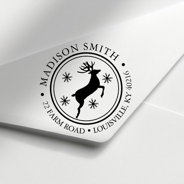 Tampon Auto-encreur Timbre à motif de renne et de flocon de neige pour (Créateur téléchargé)