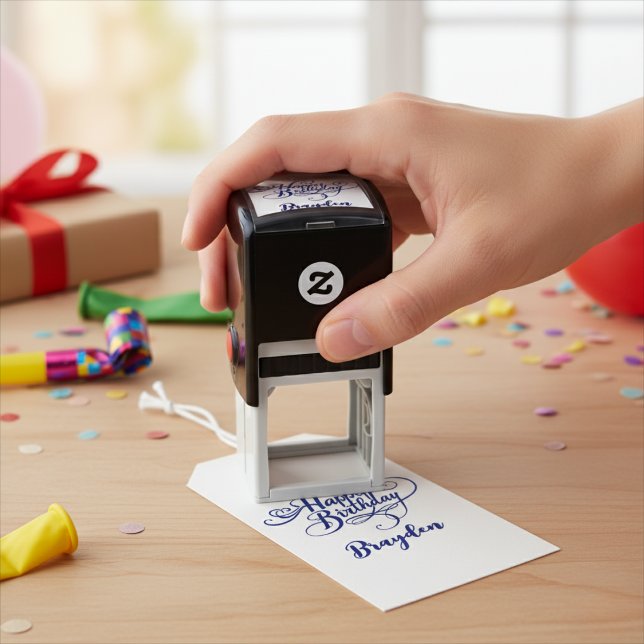 Tampon Auto-encreur Timbre auto-alimenté personnalisé Joyeux anniversa (Personalized Happy Birthday Self-Inking Stamp)