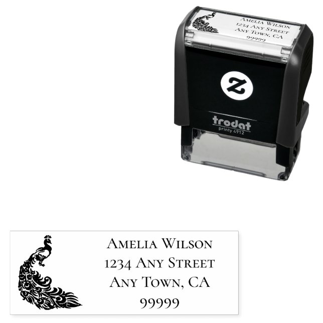 Tampon Auto-encreur Timbre auto-encastré Peacock (En situation)