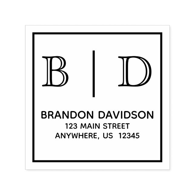 Tampon Auto-encreur Timbre auto-encre Monogramme à deux lettres (Design)