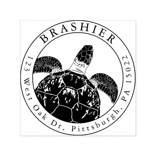 Tampon Auto-encreur Timbre d'adresse auto-alimentée de la tortue de me (Design)