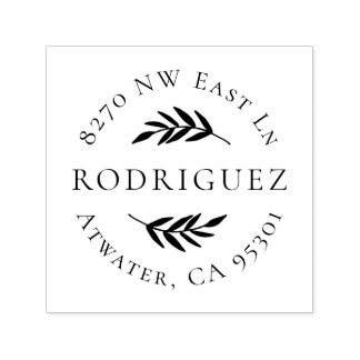 Tampon Auto-encreur Timbre d'adresse circulaire de la branche d'olivie