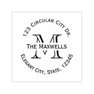 Tampon Auto-encreur Timbre d'adresse circulaire de la lettre monograph