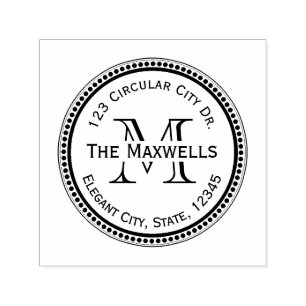 Tampon Auto-encreur Timbre d'adresse circulaire point rond