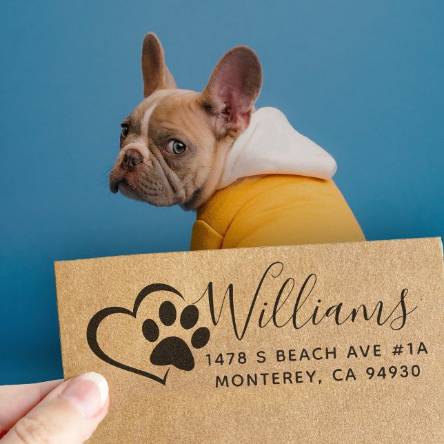 Tampon Auto-encreur Timbre D'Adresse De Chien Personnalisé Avec Coeur (Créateur téléchargé)