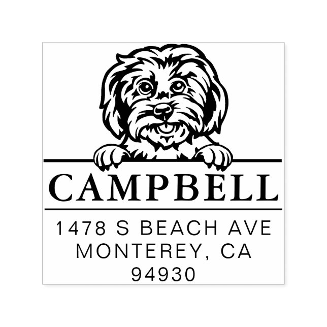 Tampon Auto-encreur Timbre d'adresse de chien personnalisé mignon malt (Design)