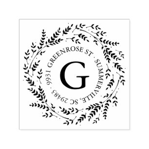 Tampon Auto-encreur Timbre d'adresse de monogramme de couronne rustiqu