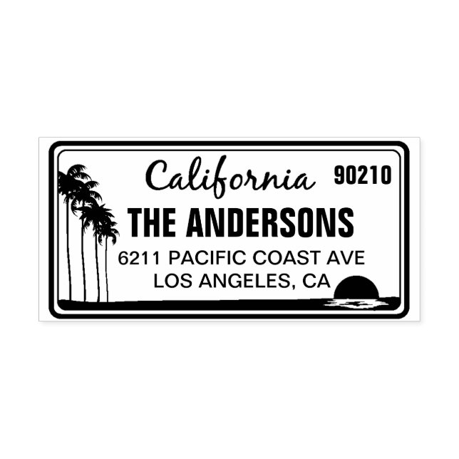 Tampon Auto-encreur Timbre d'adresse de plaque de licence Californie p (Design)