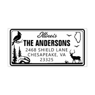 Tampon Auto-encreur Timbre d'adresse de plaque de licence Illinois per