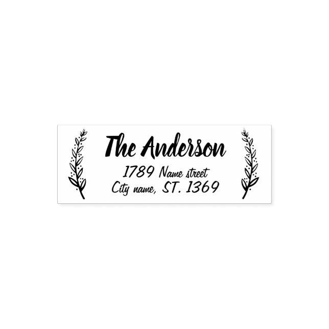 Tampon Auto-encreur Timbre d'adresse de retour automatique avec plante (Design)