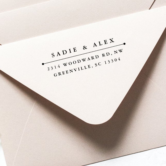 Tampon Auto-encreur Timbre d'adresse de retour automatique "classique" (Simple Typography Couples Return Address Self Inking Stamp)