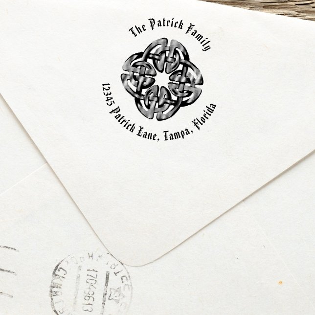 Tampon Auto-encreur Timbre d'adresse de retour Celtique Simple Rustiqu (Celtic cross return address stamp. )