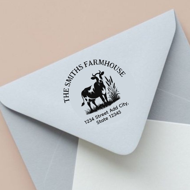 Tampon Auto-encreur Timbre d'adresse de retour de la vache (Créateur téléchargé)
