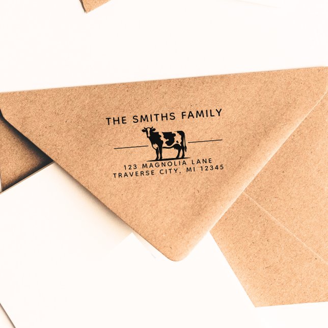 Tampon Auto-encreur Timbre d'adresse de retour de la vache (Créateur téléchargé)