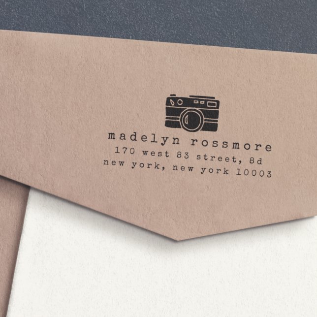 Tampon Auto-encreur Timbre d'adresse de retour de l'appareil photo vin (Créateur téléchargé)