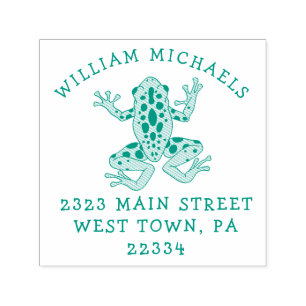 Tampon Auto-encreur Timbre d'adresse de retour de l'enfant de grenouil