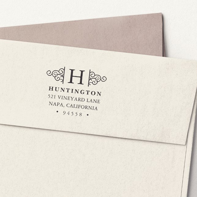 Tampon Auto-encreur Timbre d'adresse de retour de monogramme (Créateur téléchargé)