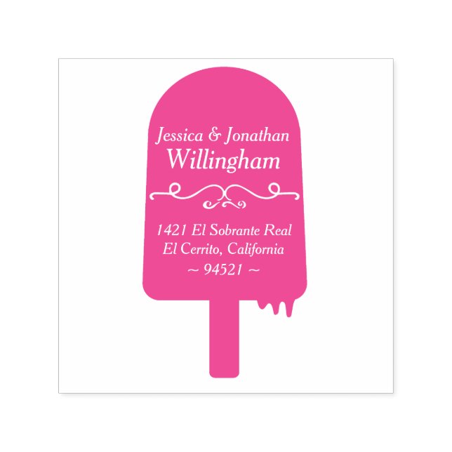 Tampon Auto-encreur Timbre d'adresse de retour de Popsicle d'été (Design)