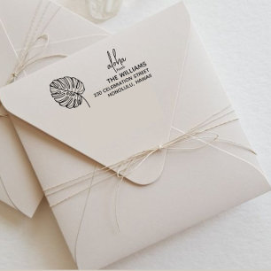 Tampon Auto-encreur Timbre d'adresse de retour Monstera Hawaii