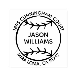 Tampon Auto-encreur Timbre d'adresse de retour personnalisé de basebal