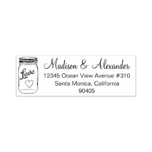 Tampon Auto-encreur Timbre d'adresse Mariage Mason Jar, Timbre auto-en