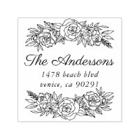 Timbre d'adresse mignon avec couronne de rose