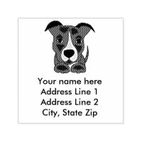 Timbre d'adresse Pitbull gris mou