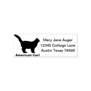 Tampon Auto-encreur Timbre d'auto-adresse personnalisée de Curl Cat am