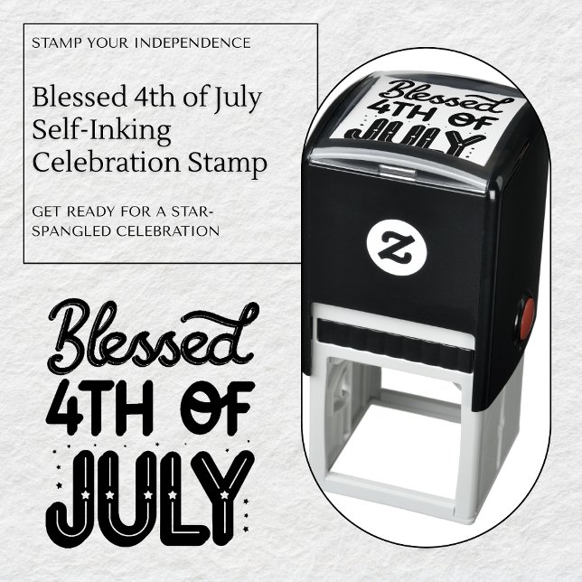 Tampon Auto-encreur Timbre de célébration 4 juillet auto-alimentée (Blessed 4th of July Self-Inking Celebration Stamp)