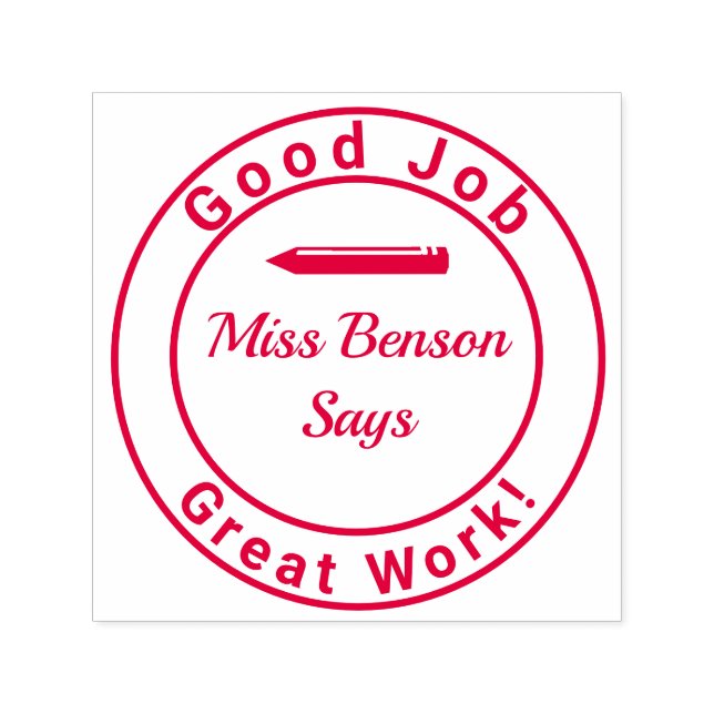 Tampon Auto-encreur Timbre de l'enseignant Grand travail (Design)