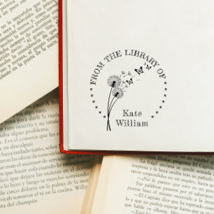 Tampon Auto-encreur Timbre de livre floral Pissenlit de la bibliothèqu