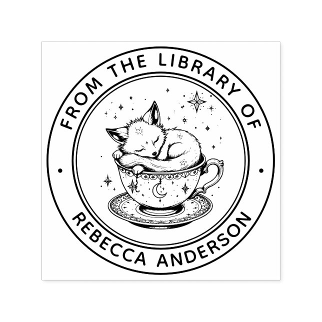 Tampon Auto-encreur Timbre de livre Whimsical Fox (Design)