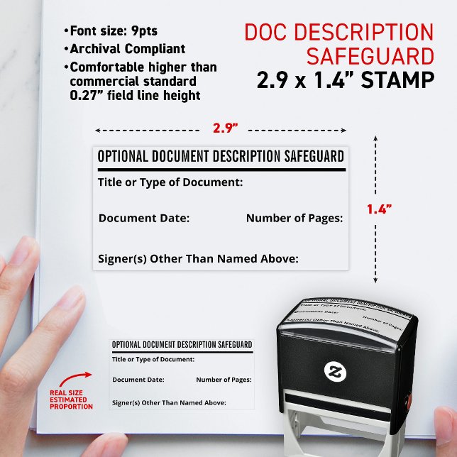 Tampon Auto-encreur Timbre de sauvegarde de description de document no (Notary Document Description Safeguard small self-inking stamp anti-fraud protection mobile tools.)