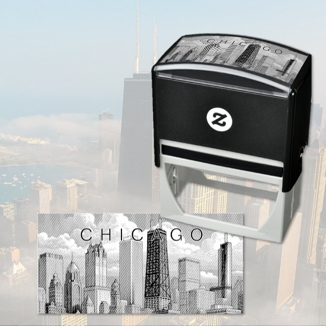 Tampon Auto-encreur Timbre en caoutchouc auto-encre de Chicago Skyline (Chicago Skyline Self Inking Rubber Stamp)