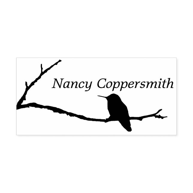 Tampon Auto-encreur Timbre en caoutchouc - Nom avec Colibri (Design)