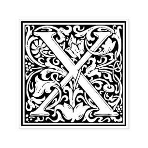Tampon Auto-encreur Timbre floral victorien de la lettre X de William 