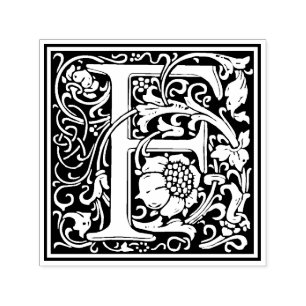Tampon Auto-encreur Timbre floral victorien lettre F de William Morris