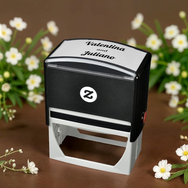 Tampon Auto-encreur Timbre Mariage Noir et Blanc (Typography style black and white wedding stamp)