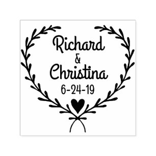 Tampon Auto-encreur Timbre personnalisé simple Laurel Heart