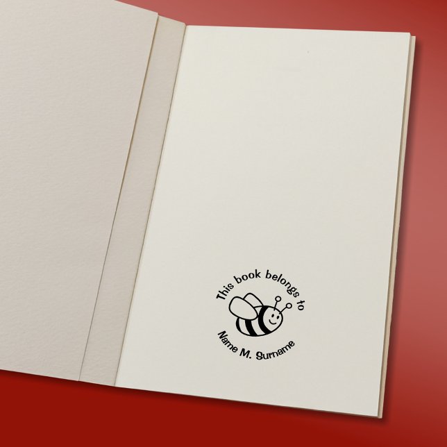 Tampon Auto-encreur Timbre plaque de dessin d'abeille (Bookplate Stamp in Use)