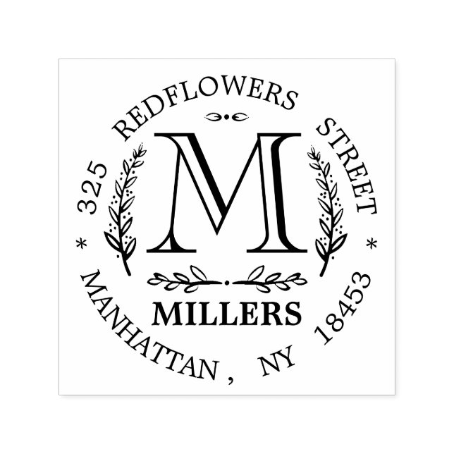 Tampon Auto-encreur Timbre pour mariage d'adresse monographique (Design)